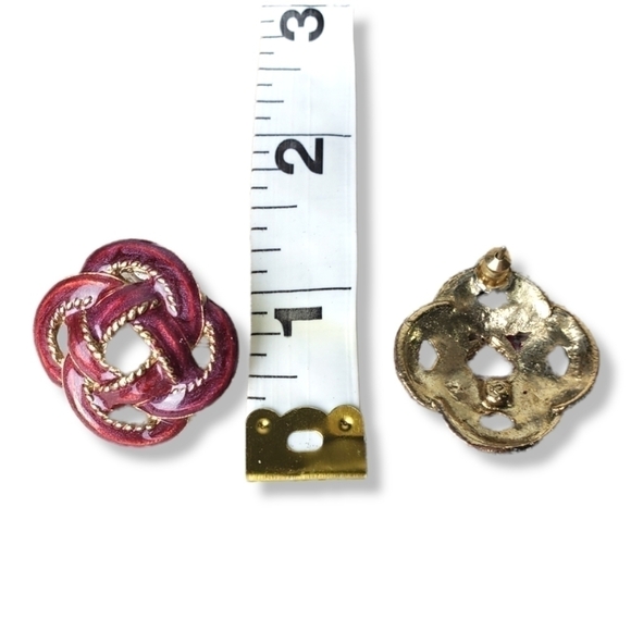 Vintage Enamel Pierced Earrings - Picture 5 of 5